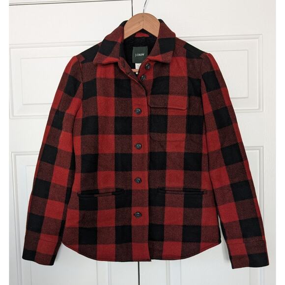 J. Crew Plaid Sherpa Lined Wool Blend Coat - Picture 1 of 8